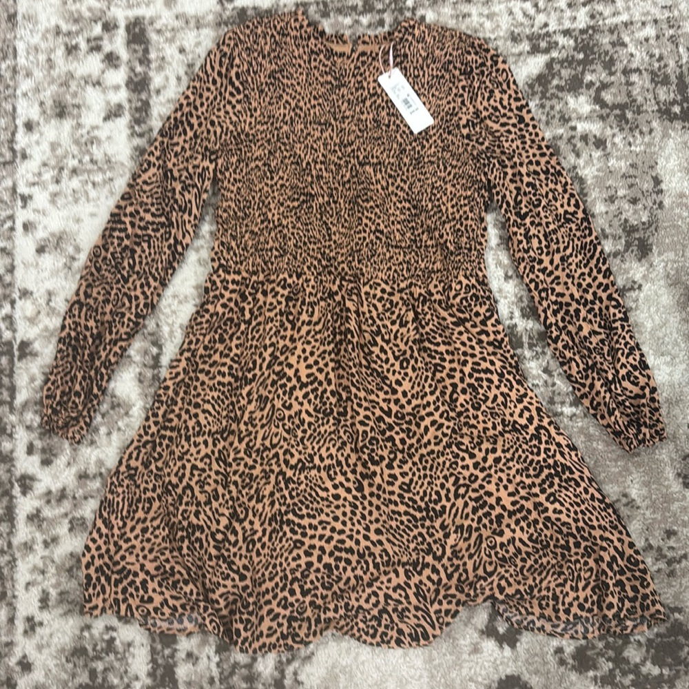 Gb Girls Cheetah Print Long Sleeve Dress Size XL